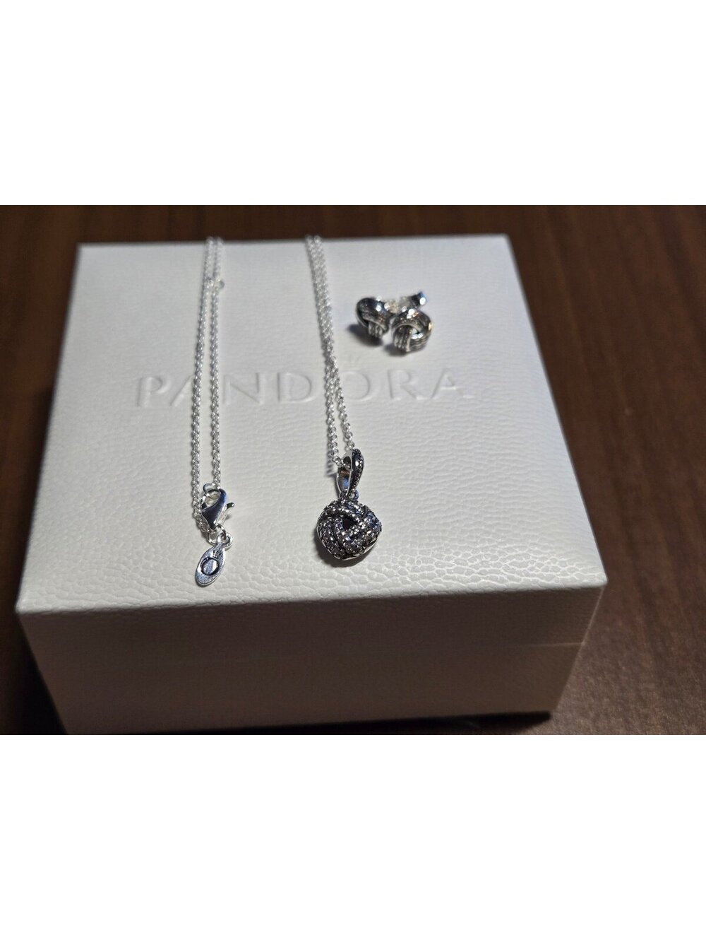 Pandora earrings and necklace set knot